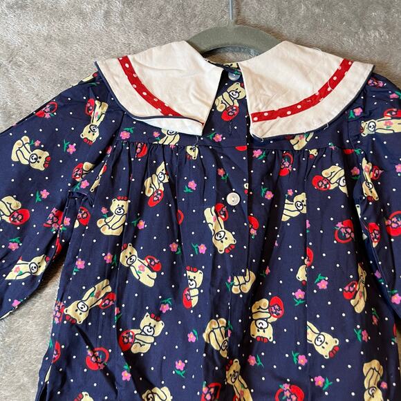 Vintage Deadstock‎ Baby Jumpsuit Size 9M Teddy Bear Floral Navy - Picture 5 of 7